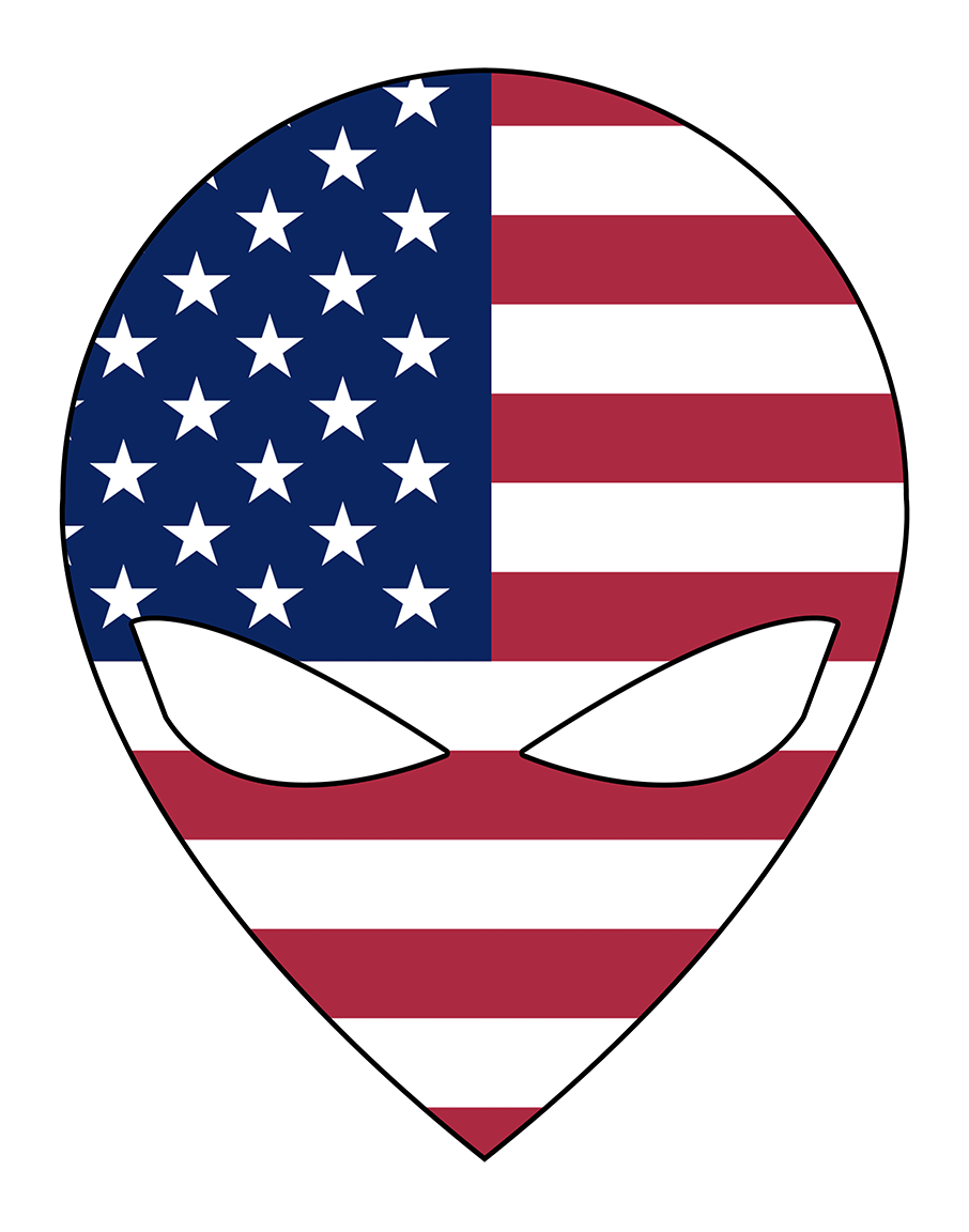 American Flag, with alien face