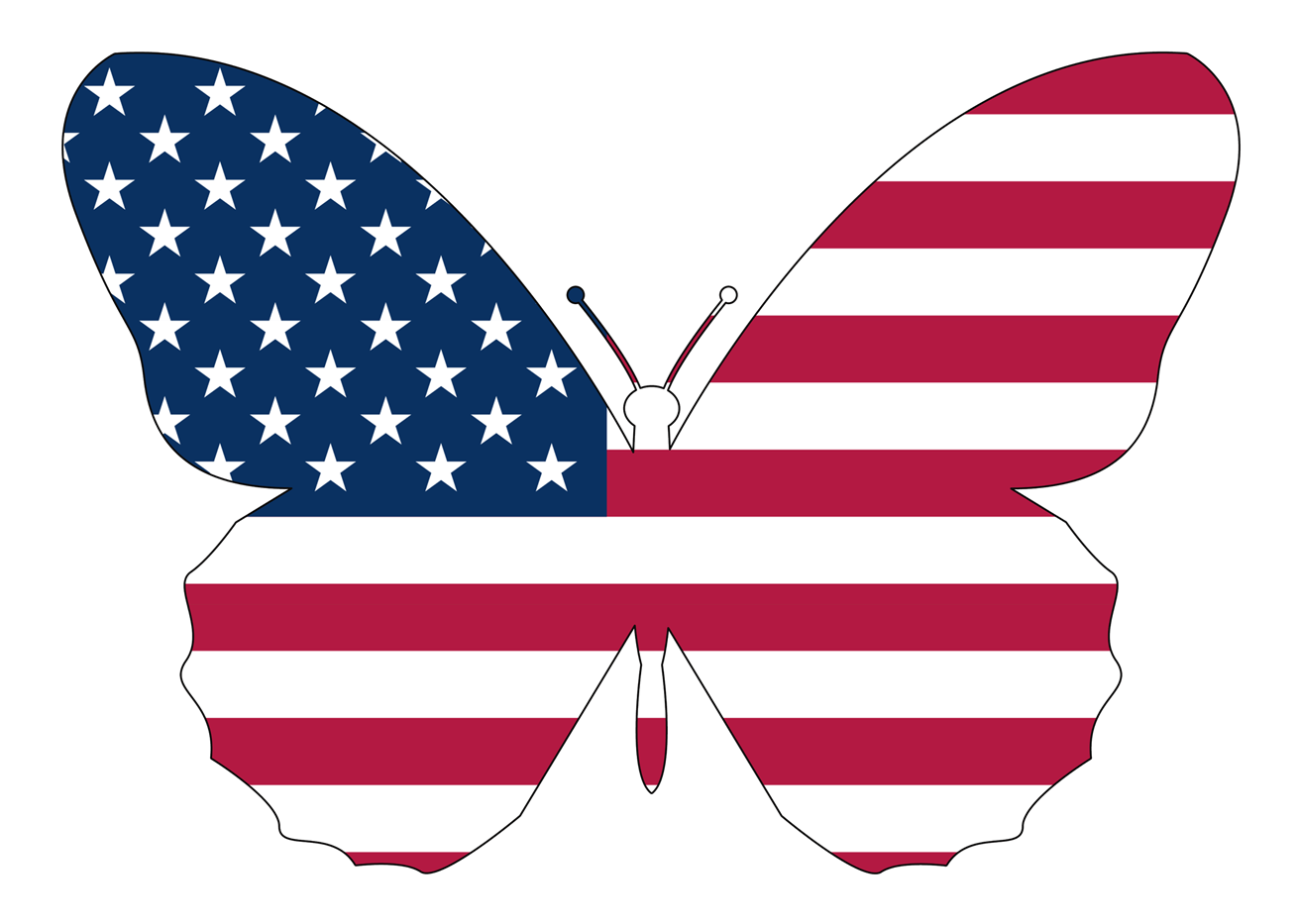 United States Flag shaped like a butterfly