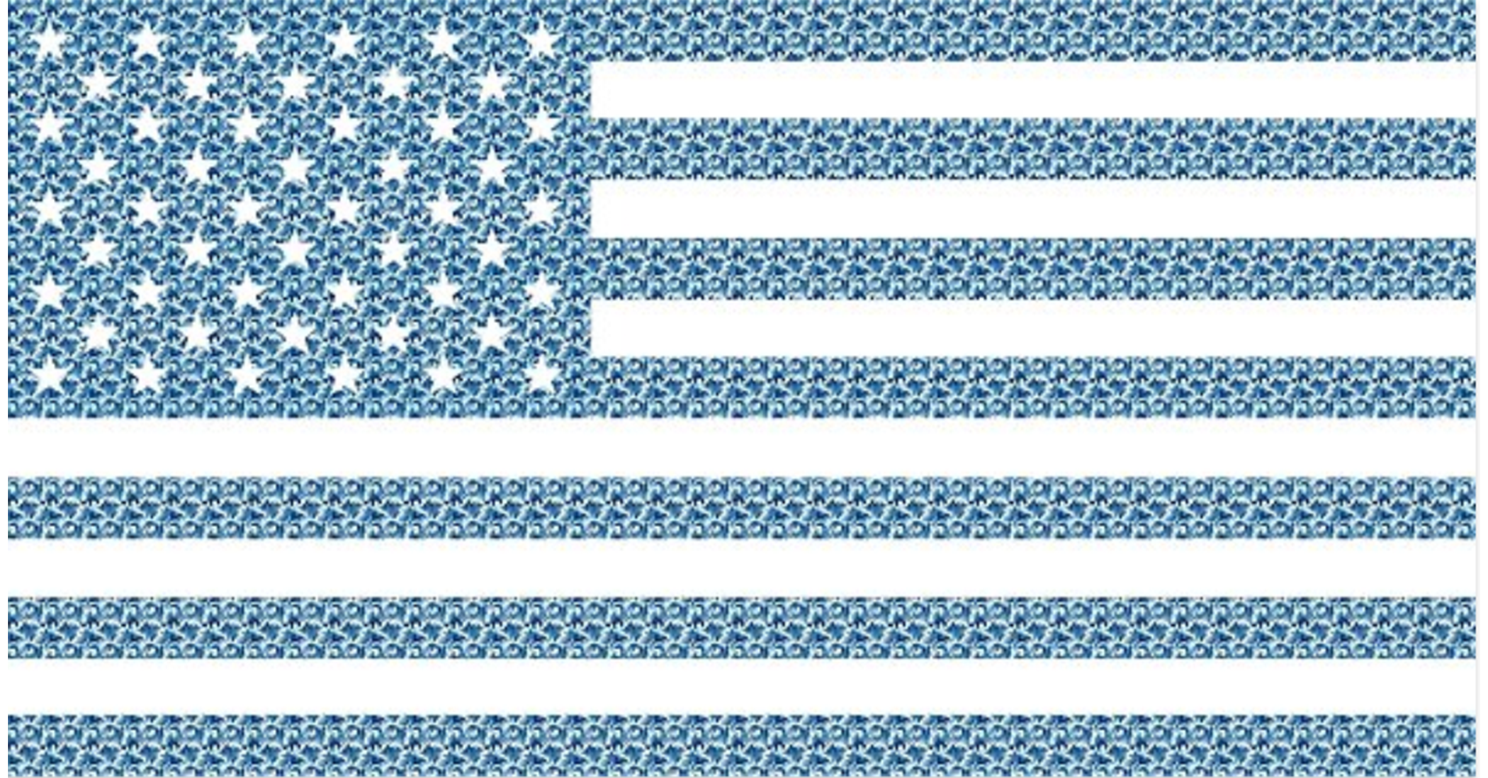 Blue and patterned United States Flag