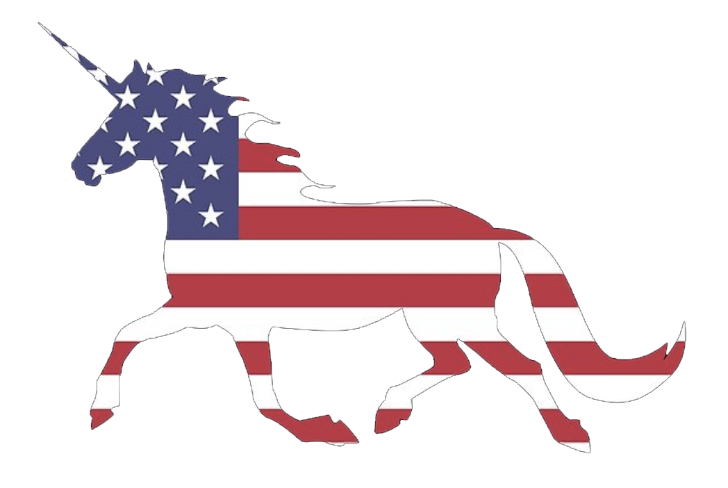 United States Flag shaped like a unicorn