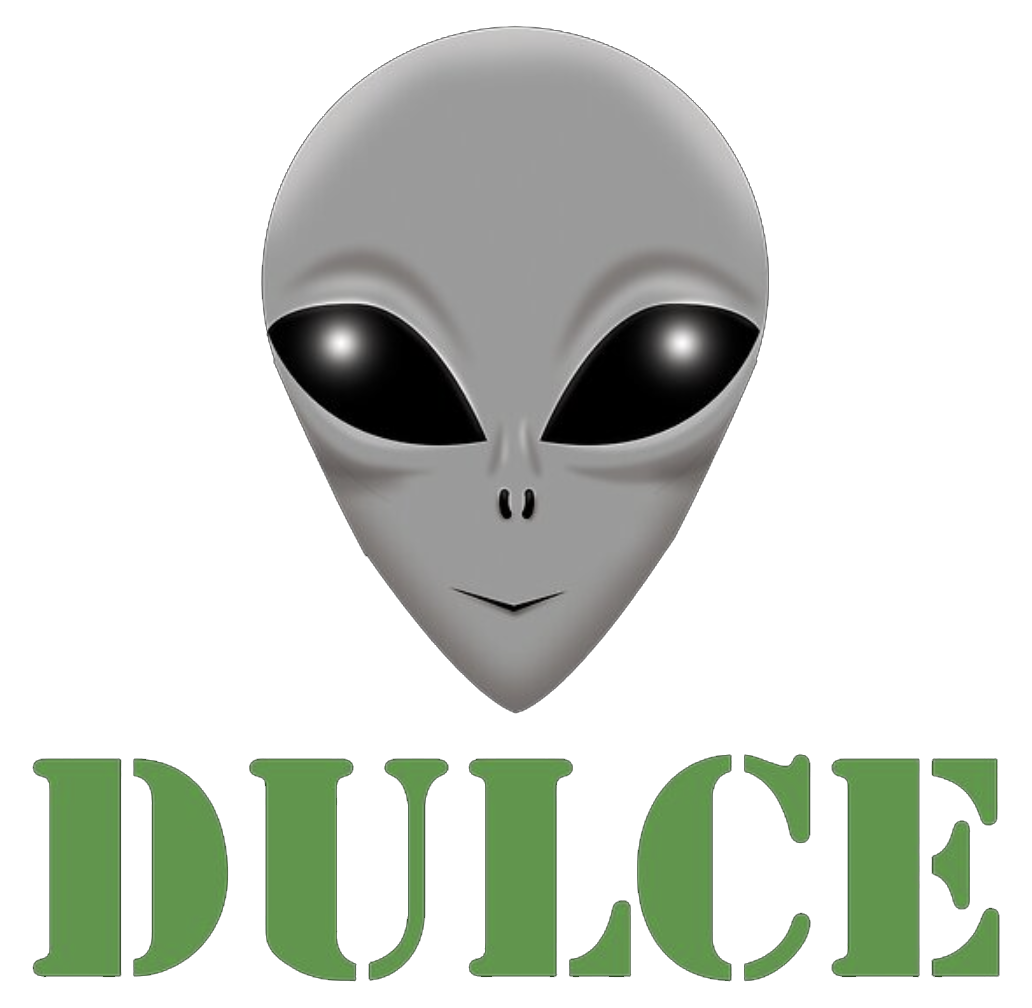 an Alien emblem with fonts that say Dulce Base of New Mexico