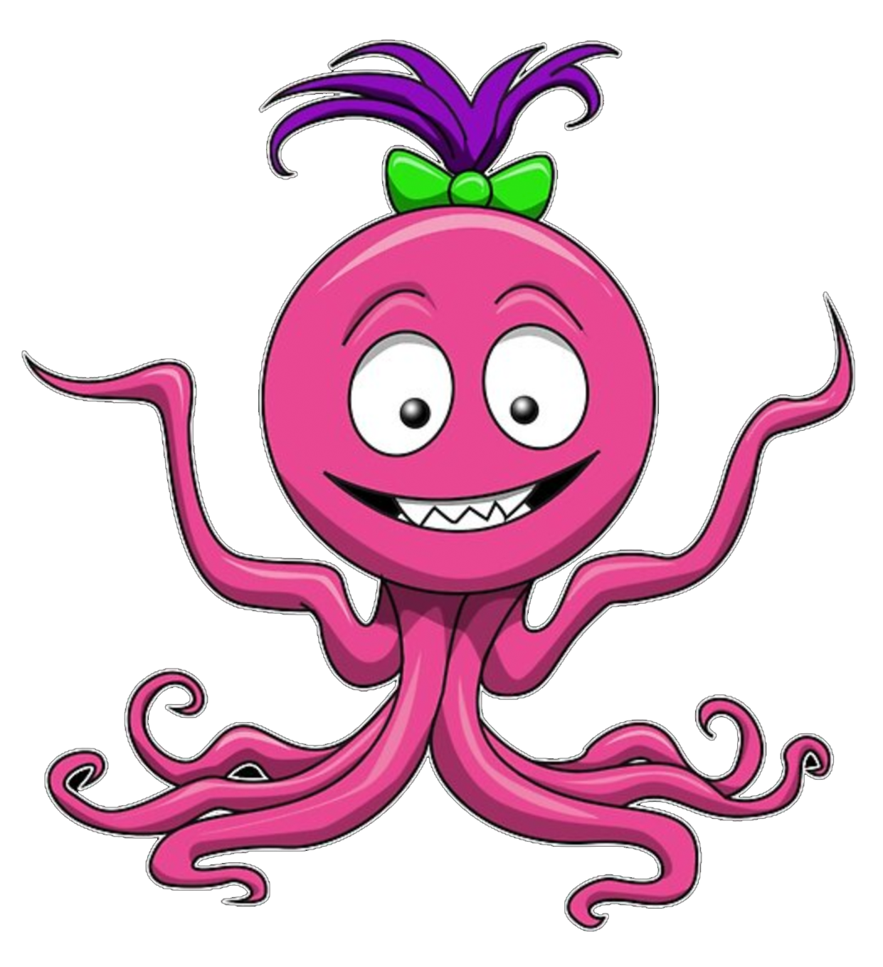 pink space octopus cartoon