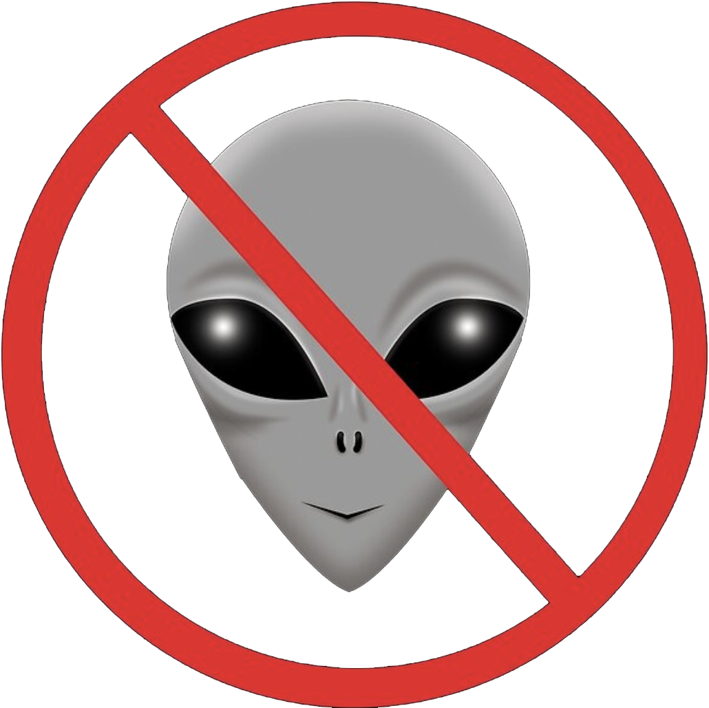 alien head with general prohibition sign on it