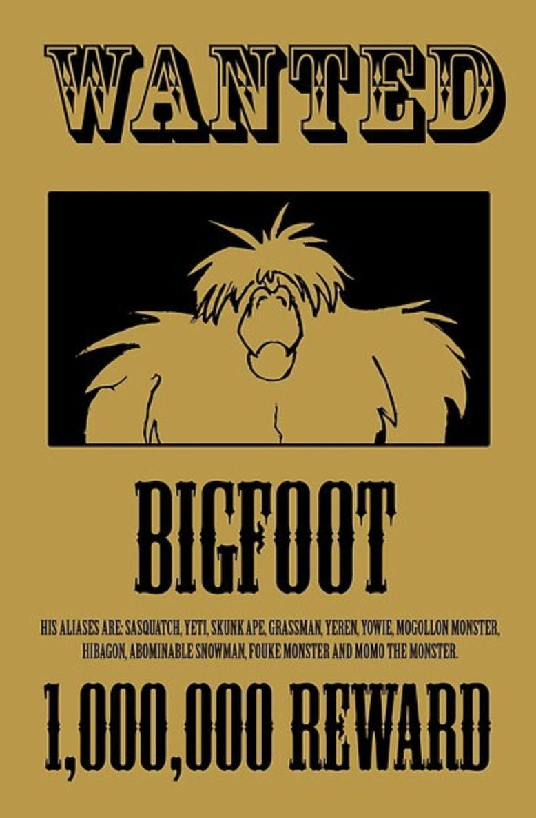 bigfoot western wnted poster